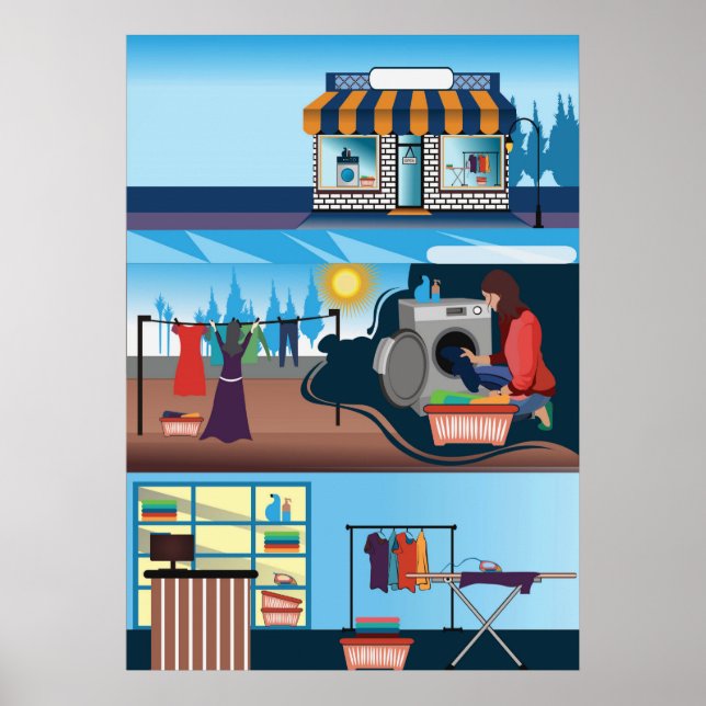 Poster blanchisserie d'illustrateur (Devant)