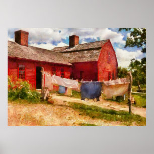 Poster Blanchisserie - la corde à linge