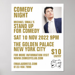 Poster Blancs & Or, Comédien, Comedy Club Advert