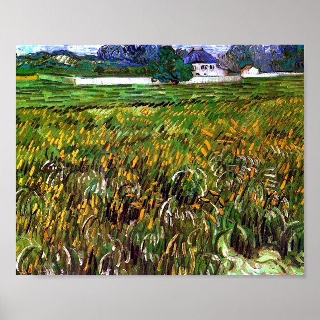 Poster Blé Field Auvers, Maison Blanche Van Gogh Art (Devant)