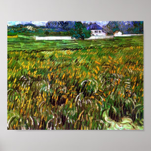 Poster Blé Field Auvers, Maison Blanche Van Gogh Art