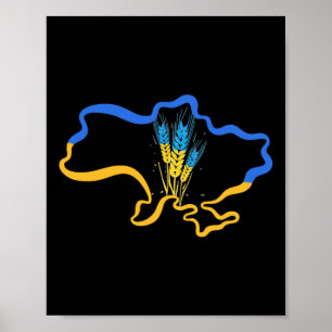 Poster Blé Ukraine Terre Jaune Bleu Drapeau Symbole Uni A