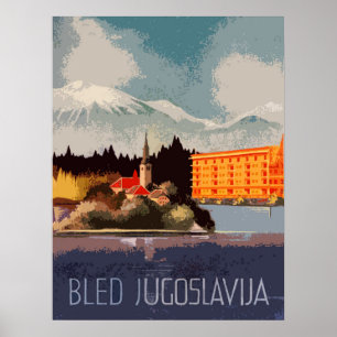 Poster Bled, Yougoslavie, Croatie, voyage vintage