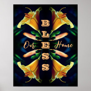 Poster Bless Our Home Lily Flower Abstrait