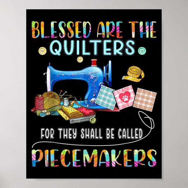 Poster Blessed Are The Quilters Funny Sewing Quote Gift  (Devant)