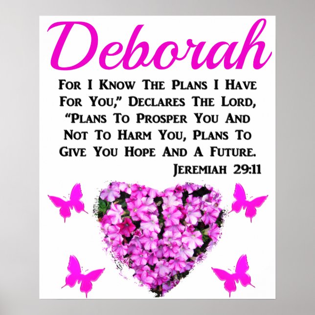POSTER BLESSED ROSE FLORAL JEREMIAH 29:11 PERSONNALISÉ (Devant)