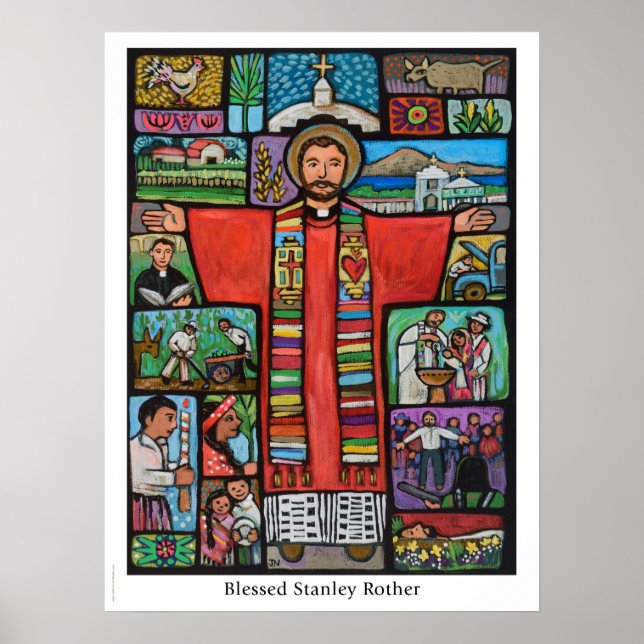 Poster Blessed Stanley Rother poste, premier martyr né au (Devant)
