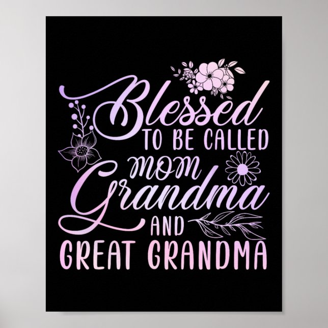 Poster Blessed To Be Called Mama Grandma Et Great Grandma (Devant)