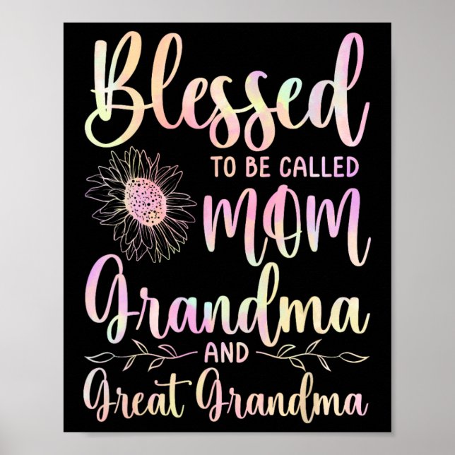 Poster Blessed To Be Called Mama Grandma Et Great Grandma (Devant)