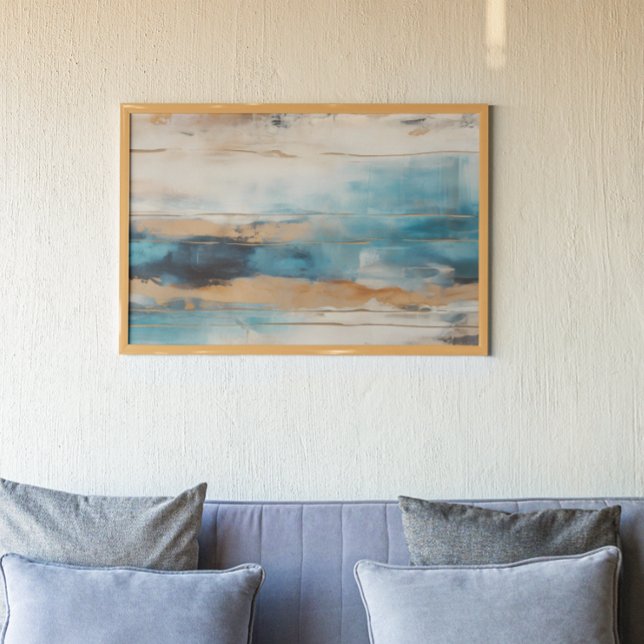 Poster Bleu Abstrait Brown Peinture moderne (Créateur téléchargé)