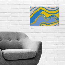 Bleu Abstrait Jaune Basse Marée