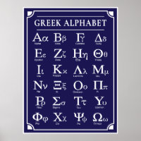 Poster bleu alphabet grec