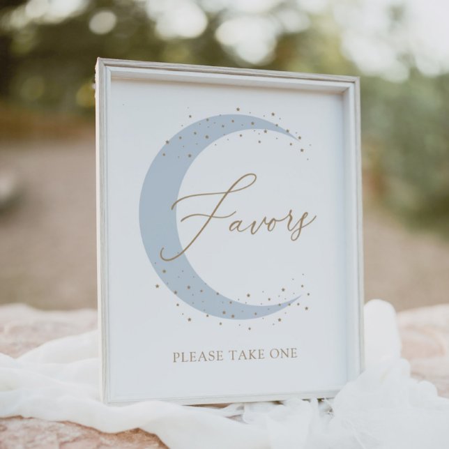 Poster Bleu au-dessus de la lune Baby shower Favors Signe (Créateur téléchargé)
