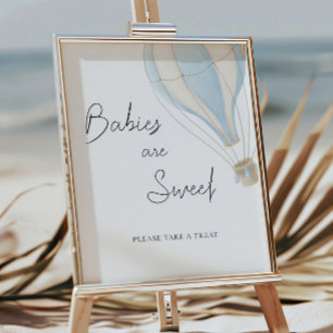 Poster Bleu Baby shower à air chaud Les bébés sont doux