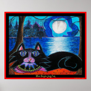 Poster Bleu Bayou Jazz Cat