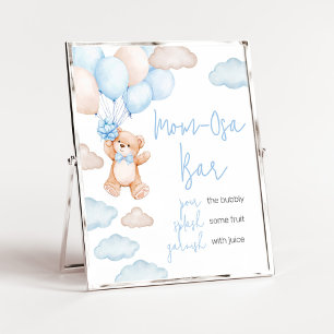 Poster Bleu Bear Ballotte Baby shower Maman Osa Bar