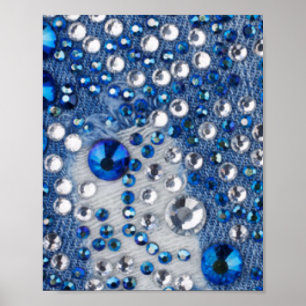 Poster Bleu & Blanc Diamants Bleu Jean Motif Design
