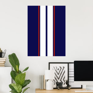 Poster Bleu, blanc et rouge Classy