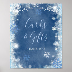 Poster Bleu blanc Flambeau de neige - cartes et cadeaux