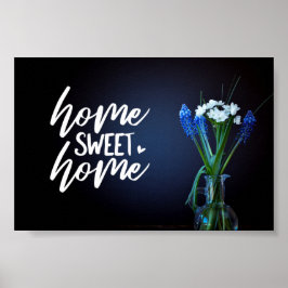 Poster Bleu & Blanc Floral Home Sweet Home