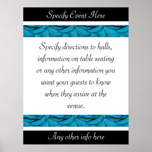 Poster Bleu blanc noir mariage à fleurs