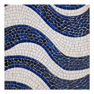 Poster Bleu blanc Vague Motif 04