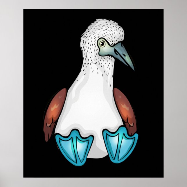 Poster Bleu Bobby mignon Oiseau Cadeau Oiseau de mer Pied (Devant)