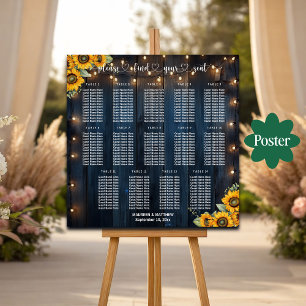 Poster Bleu Bois Éclairage 14 Tables Siège Mariage