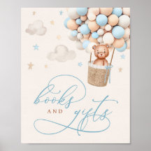 Bleu Bois Teddy Ours Baby shower Livres & Cadeaux