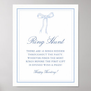 Poster Bleu Bow Ring Chasse Bague Jeu Fête des mariées