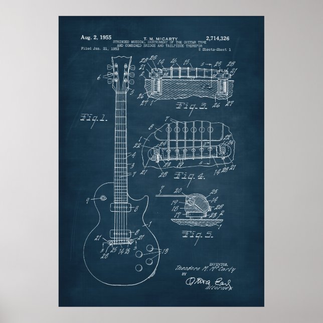 Poster Bleu | Brevet de guitare (Devant)