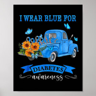 Poster Bleu Camion Tournesol Je Porte Bleu Pour Le Diabèt