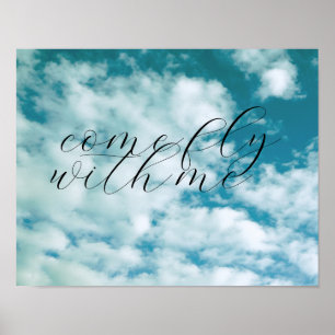 Poster bleu ciel photo art venir voler avec moi citer