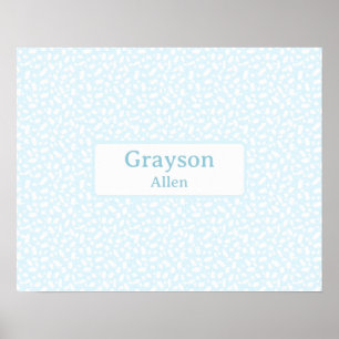 Poster Bleu clair Nom personnalisé Boy Nursery Décor