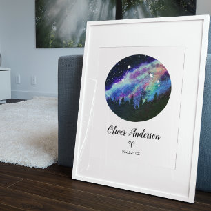 Poster Bleu Constellation Bélier Horoscope Signal Cadeau