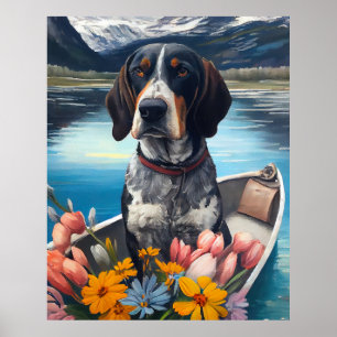 Poster Bleu Coonhound sur une pagaie : une aventure Pitto