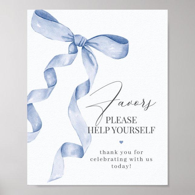 Poster Bleu Coquette Bow Faveur Décor Signal (Devant)