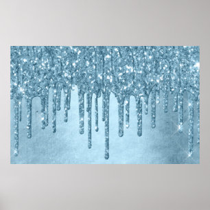Poster Bleu de glace métallique   Fonte de Parties scinti