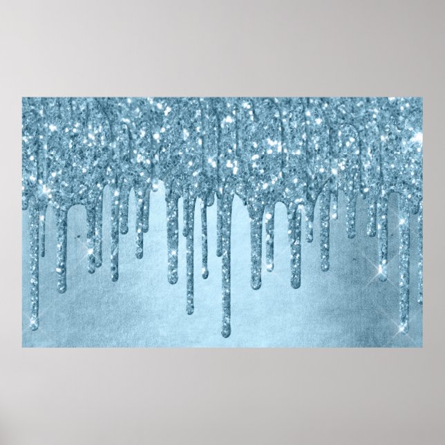 Poster Bleu de glace métallique | Fonte de Parties scinti (Devant)