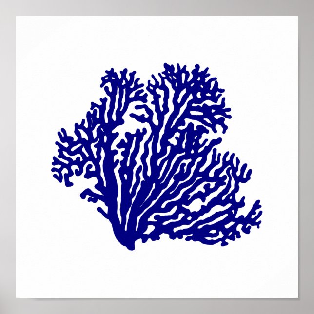 Poster Bleu de la marine sur le carré blanc (Devant)
