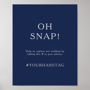 Poster Bleu de marine classique   Hashtag Mariage Silver 
