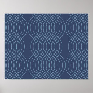 Poster Bleu, décoratif, simple, moderne, art ondulé tenda