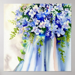 Poster Bleu délicat, Bouquet en cascade nuptiale 1,