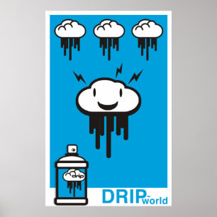 Poster Bleu du monde d'égouttement