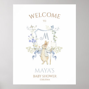 Poster Bleu En vichy Peter le Baby shower Rabbit MUTED BL