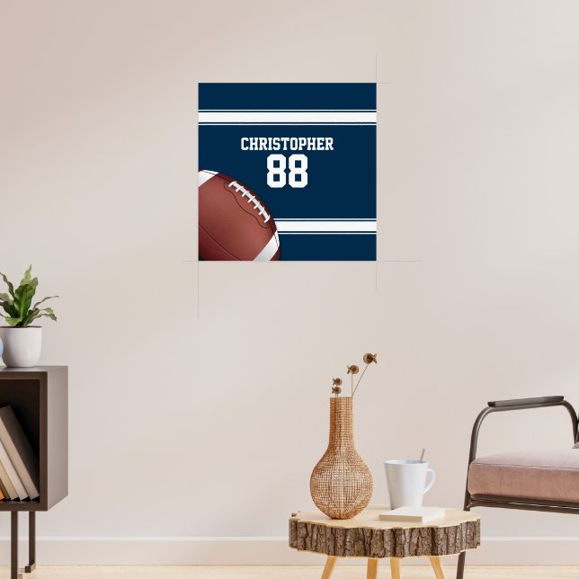 Poster Bleu et blanc Stripes Jersey Football (Salon 3)