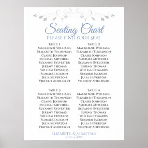 Poster Bleu et gris Simple Mariage de 4 tables