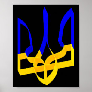Poster Bleu Et Jaune Ukraine Armoiries Gerfaucon Tri