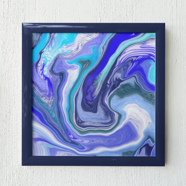 Poster Bleu et Marbre blanc Fluid Art (Créateur téléchargé)