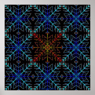 Poster Bleu et rouge Flakes 36x36